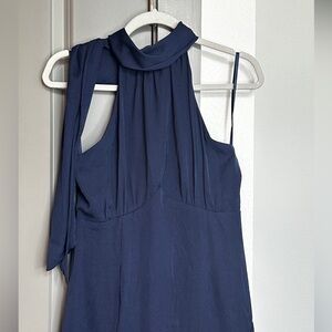 Elegant Navy Blue Halter Dress | Selfie Leslie
